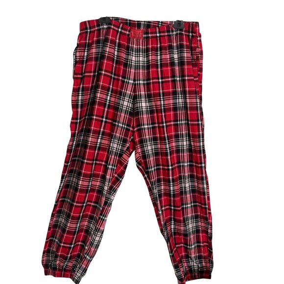 Victoria's Secret Other - Victoria's Secret‎ Pajama Pants Womens L Red Plaid Metallic Gold Lounge Elastic
